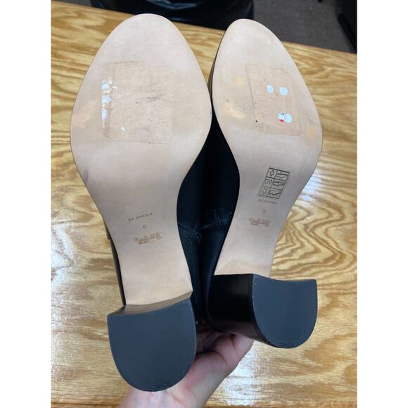 Coach Heeled Ankle Boots Women's 6 Black Leather Block Heel Pointed Toe S25 - Picture 8 of 9